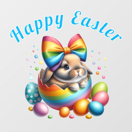 Paashaas in een kleurrijk paasei raamsticker