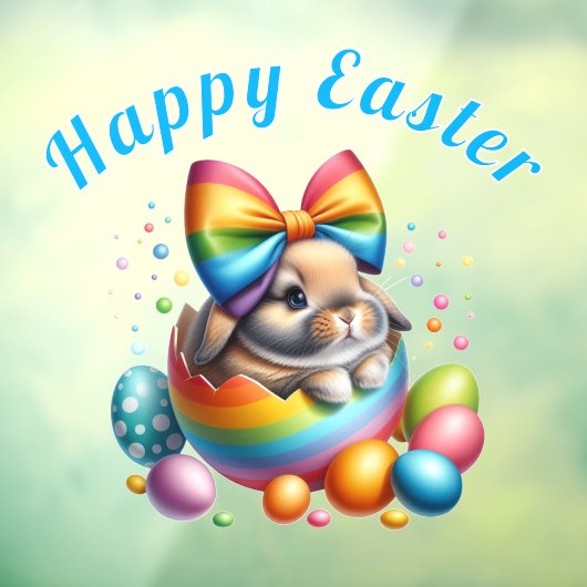 Paashaas in een kleurrijk paasei raamsticker (Vel 3)