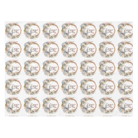 Paashaas in een krans van bloemen tafelkleed (Voorkant (Horizontaal))