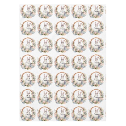 Paashaas in een krans van bloemen tafelkleed (Voorkant)