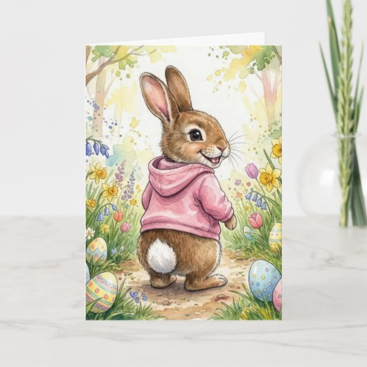 Paashaas in een lentetuin kaart (Voorkant)