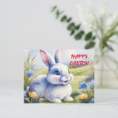 Paashaas in een tuin, Pasen Briefkaart (Staand voorkant)