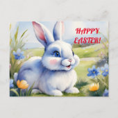 Paashaas in een tuin, Pasen Briefkaart (Voorkant)
