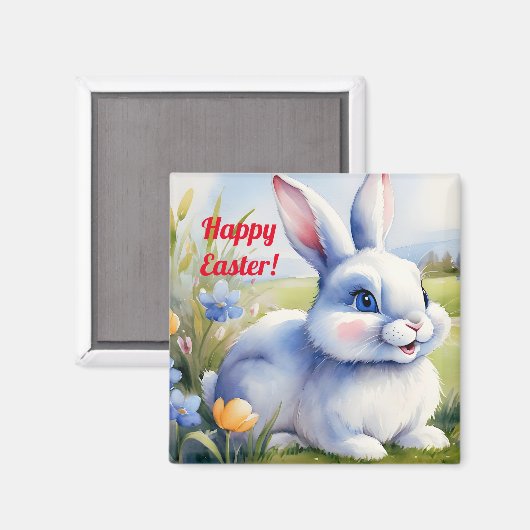 Paashaas in een tuin, Pasen Magneet (Voorkant / Achterkant)