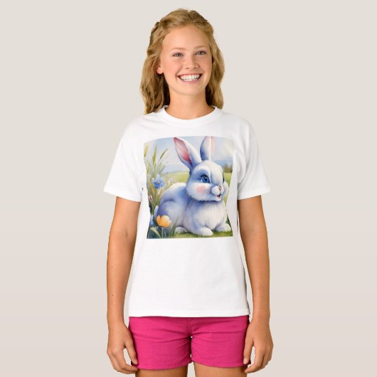 Paashaas in een tuin, Pasen T-shirt (Voorkant volledig)
