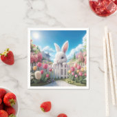 Paashaas in een tulpentuin servet (Insitu)