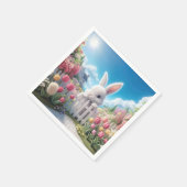 Paashaas in een tulpentuin servet (Hoek)