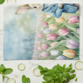 Paashaas in een weide van tulpen theedoek (Gevouwen)