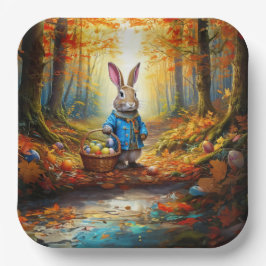 Paashaas in het bos papieren bordje