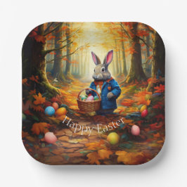 Paashaas in het bos papieren bordje