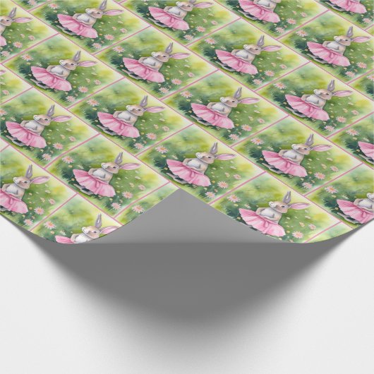 Paashaas in roze tutu cadeaupapier (Hoek)