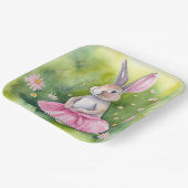 Paashaas in roze tutu papieren bordje (Gebogen)