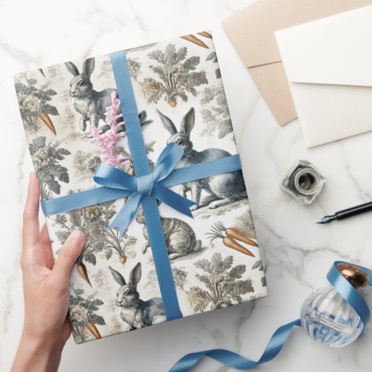 Paashaas Inpakpapier – Zacht Grijs & Wit (Geschenken)