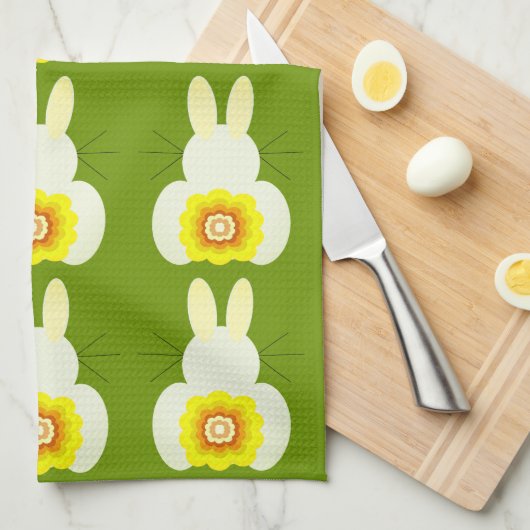 Paashaas keukenhanddoeken (Quarter Fold)