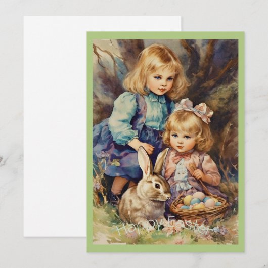  paashaas Kinder groen Feestdagenkaart (Voorkant / Achterkant)