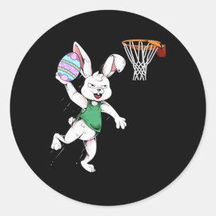 Paashaas Kinder Jongens Mannen Konijn Dunking Bask Ronde Sticker