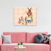 Paashaas Kip Bunny Eieren Canvas Afdruk (Insitu (Woonkamer))