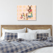 Paashaas Kip Bunny Eieren Canvas Afdruk (Insitu (Slaapkamer))