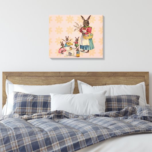 Paashaas Kip Bunny Eieren Canvas Afdruk (Insitu (Slaapkamer))