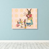 Paashaas Kip Bunny Eieren Canvas Afdruk (Insitu (Houten vloer))