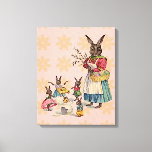 Paashaas Kip Bunny Eieren Canvas Afdruk (Voorkant)