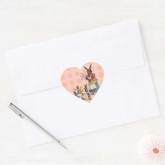 Paashaas Kip Bunny Eieren Hart Sticker (Envelop)