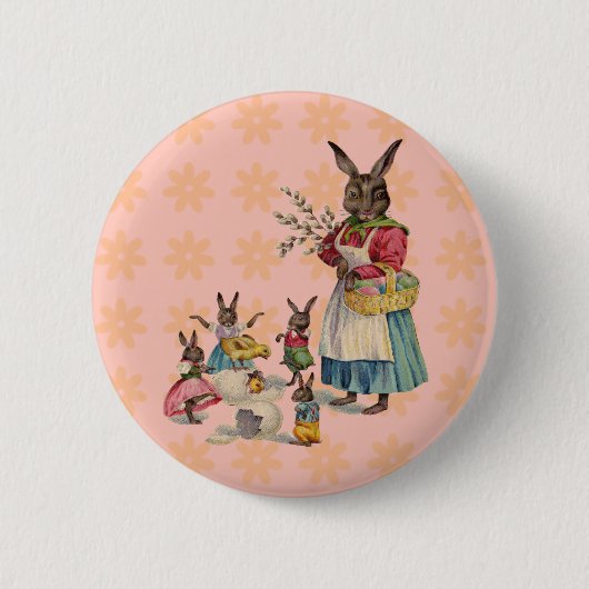 Paashaas Kip Bunny Eieren Ronde Button 5,7 Cm (Voorkant)