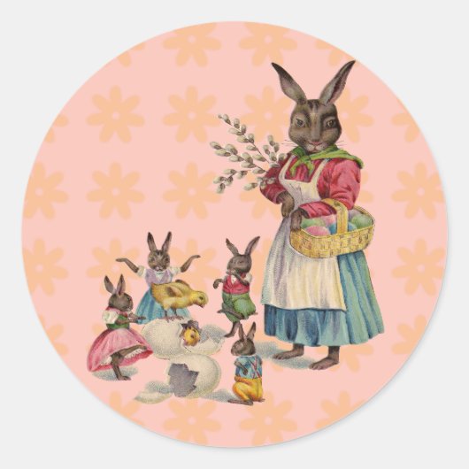 Paashaas Kip Bunny Eieren Ronde Sticker (Voorkant)