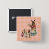 Paashaas Kip Bunny Eieren Vierkante Button 5,1 Cm (Voorkant /achterkant)