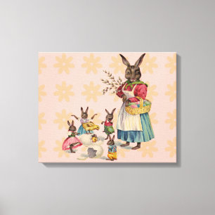 Paashaas Kip Konijn Eieren Canvas Afdruk