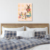 Paashaas Kip Konijn Eieren Canvas Afdruk (Insitu (Slaapkamer))