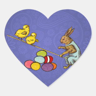 Paashaas kippen eieren illustratie hart sticker