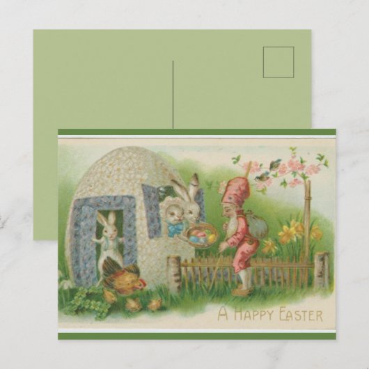 Paashaas Kippenzand Gnome Pasen Briefkaart (Voorkant / Achterkant)