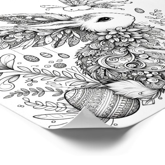 Paashaas kleurplaten afdrukbaar poster (Hoek)