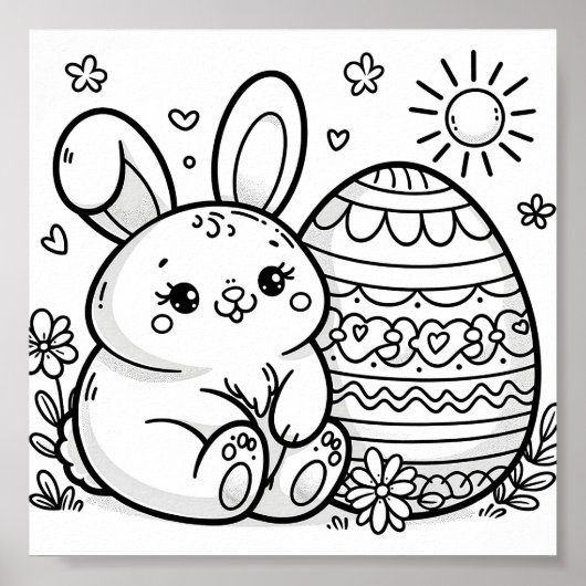 Paashaas kleurplaten voor kinderen poster (Voorkant)