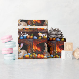 Paashaas Kleurrijke paaseieren Happy Easter Cadeaupapier