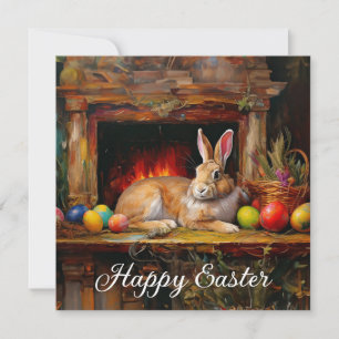 Paashaas Kleurrijke paaseieren Happy Easter Feestdagenkaart