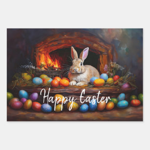 Paashaas Kleurrijke paaseieren Happy Easter Inpakpapier Vel