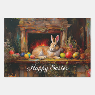 Paashaas Kleurrijke paaseieren Happy Easter Inpakpapier Vel