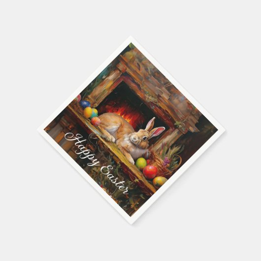 Paashaas Kleurrijke paaseieren Happy Easter Servet (Hoek)