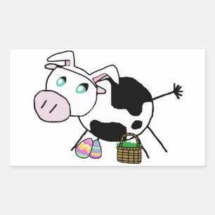 Paashaas Koe Rechthoekige Sticker