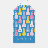 Paashaas konijn blauw cadeaulabel (Voorkant)