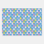 Paashaas konijn blauw patroon inpakpapier vel (Voorkant 3)