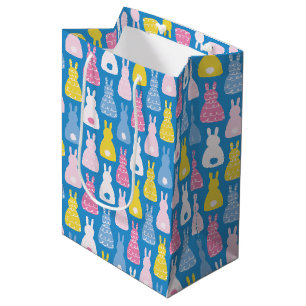 Paashaas Konijn Blauw patroon Medium Cadeauzakje