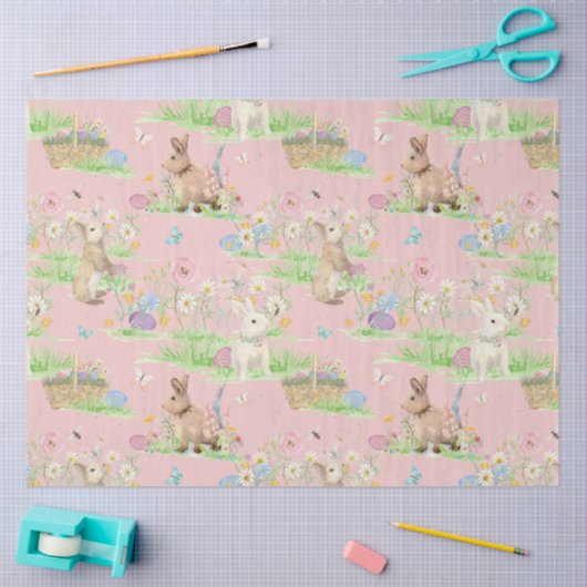 Paashaas Konijn Bloemen Vlinder Decoupage Tissuepapier (Craft)