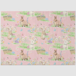 Paashaas Konijn Bloemen Vlinder Decoupage Tissuepapier