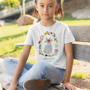 Paashaas konijn bloemengroene krans t-shirt