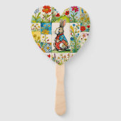 Paashaas Konijn Bloemstuk Patchwork Handwaaier (Voorkant)