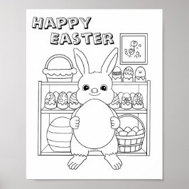 Paashaas Konijn Ei Kinderen Kleurplaat Poster