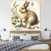  Paashaas Konijn Ei Waterverf Canvas Afdruk (Insitu (Slaapkamer))